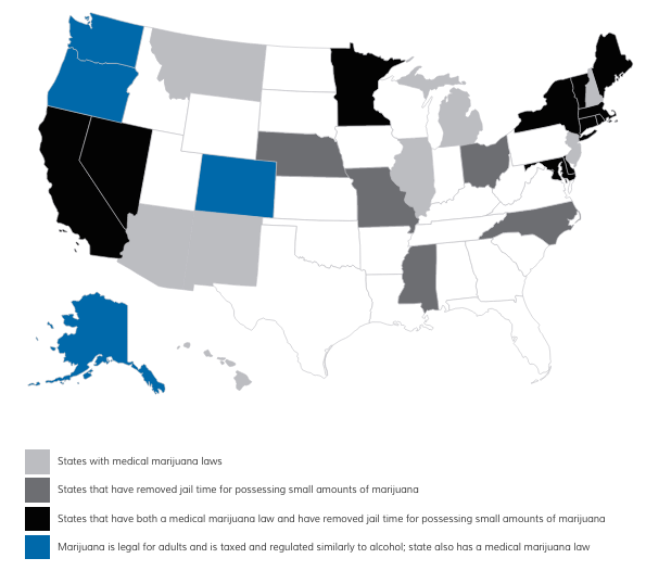 2015 Marijuana Legalization map 