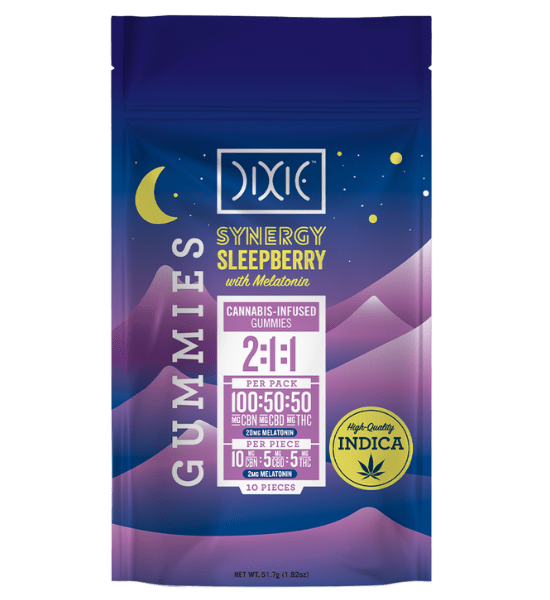 Dixie Sleepberry gummies with melatonin cbn cbd and thc