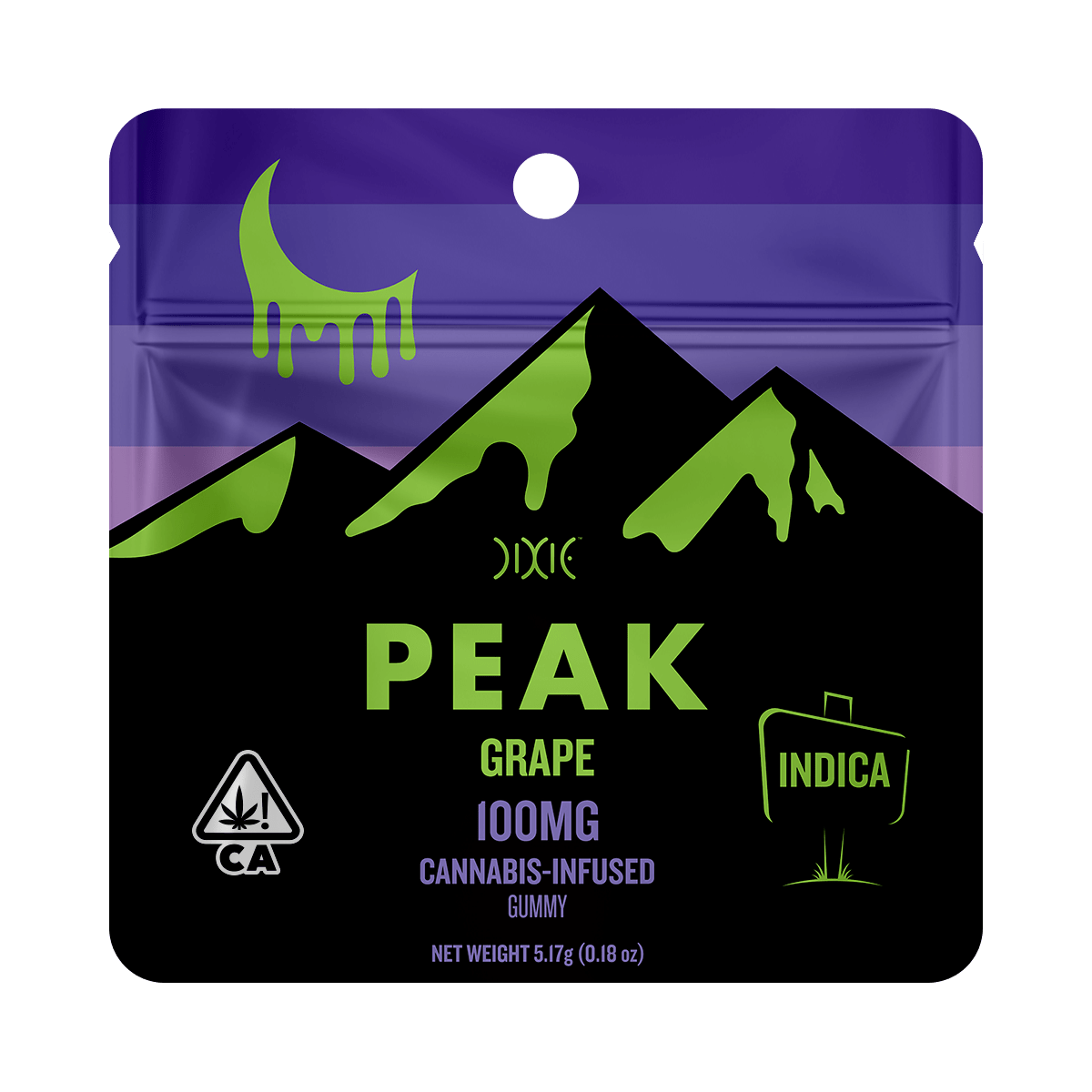 Peak Grape 1 Pack 100 mg gummy Indica packaging