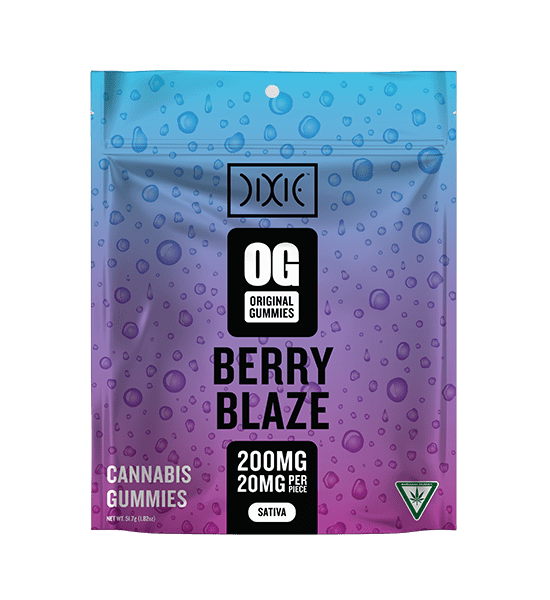 Dixie OG Series Berry Blaze Bag. Blue to purple gradient bag with drops of water.