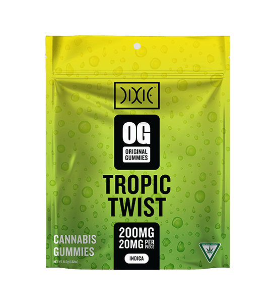 Dixie OG Series Tropic Twist Bag. Yellow to green gradient bag with drops of water.